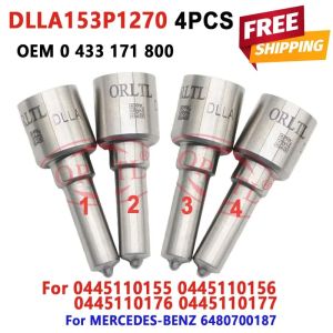 4 PCS 0445110155 0445110156 Diesel Fuel Injector DLLA153P1270 Nozzle 0433171800 6480700187 for-Benz 0445110176/110177