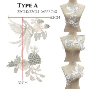 1pcs Bird Embroidery Flying Crane Embroidery Fairy Embroidery Flower Embroidery Bird of paradise Embroidery Lace Patch