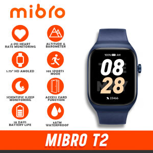 Mibro T2 | Smartwatch 1.75" HD Amoled Screen | GPS | 105-Sport Modes | Access Card Function