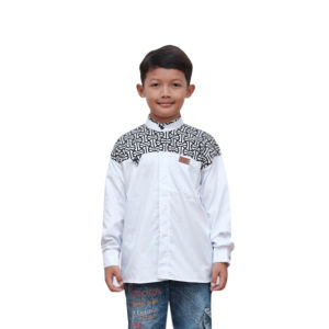 Koko Anak Lengan Panjang Motif Geometris Santripexal - Baju Koko Remaja SD/SMP