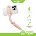 ROBOT Tripod RT-S02 Rotatable 360° Selfie Stick Pink HP Kamera Tongsis Portable 21 cm With Remote Bluetooth - Garansi 1 Tahun. 
