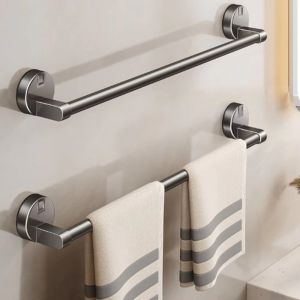 BESTIT Punch Free Suction Cup Towel Rack Single-rod Wall Mounted Bathroom Storage Rack  No Drilling Towel Hanging Holder Bathroom Accessories