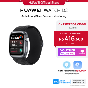 【7.7 | Voucher Max s/d 17%】HUAWEI WATCH D2 Smartwatch | 24-hour Ambulatory Blood Pressure Monitoring | Light and Slim Design | All-Round Health Management | Family Care