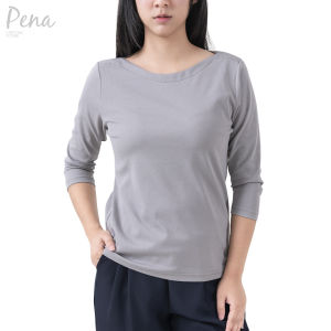 Pena house เสื้อยืดสีเบสิคคอปาด แขนสามส่วน PSTL001