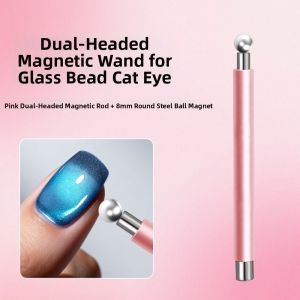VOYUE Dual-purpose Cat Eye Nail Art ic Tool Double Headed ic Suction Nail ic Stick With Steel Balls  Multifunctional Nail ic Stick for Nail Tool