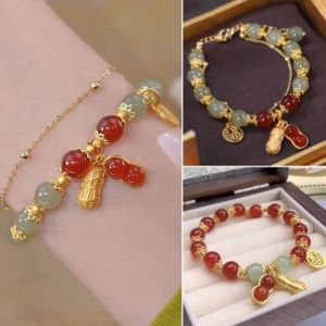 1/2Pcs Good Fortune Peanut Bracelet Lucky Bracelet New Chinese-style Vintage Charm Bracelet