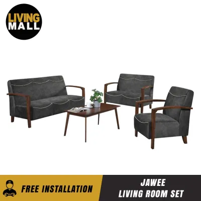 Living Mall Jawee Living Room Set Wooden Sofa Set with Coffee Table in 6 Designs