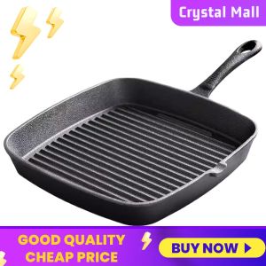 COD [Free Shipping] High-performance Cast Iron Pan No Coating Black for Steak Fish and Multi-purpose Cooking