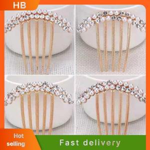 HB 5 Teeth Hair Side Combs Pearl Crystal Hairpin Comb Wedding Bridal Rhinestone Pearl Crystal Hair Comb Claw Hairpin Hair Ornaments Accessory