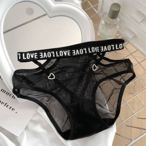 HEALMEYOU Cotton Crotch Lace Panties Middle Waist Briefs  Panties French Transparent Letter Briefs Girl