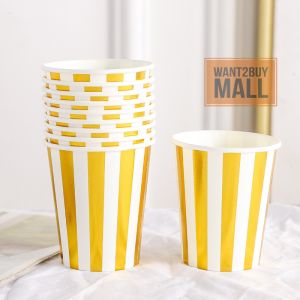 UMI 10pcs/Set Birthday Kids Baby Event Party Gold Silver Metallic Party Decoration Disposable Paper Plate Tableware 纸盘