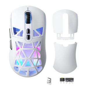 314SOLAKAKA SM802 Wireless Swappable Shell Rechargable Lightweight 2.4G/Bluetooth/Wireless Tri-mode Gaming Mouse RGB Backlit up to 10000DPI for PC desktop computer laotop notebook