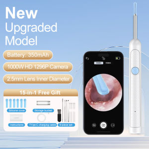 PSEVIEHRL Earpick 2.5mm Wireless Visual ear cleaner 15-in-1 Earwax Removal Kit With LED light Camera For Baby Adult Otoscope Endoscope Camera  Ear cleaner earpick