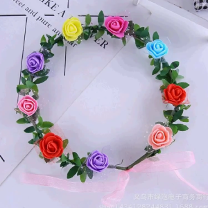 Rose Hair Accessories Elastic Flower Headband Headdress Music Party Floral Wreath Headwear For Special Occasion