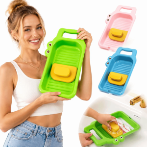 FLYING Plastic Cartoon Crocodile Laundry Board Hangable Thicken Manual Washboard All-in-one Anti-Slip Surface Little Crocodile Washing Board Household Use