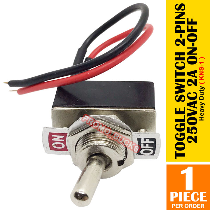 Toggle Switch ON-OFF 2 Pins 2A 250VAC KNS-1 Heavy Duty With Wire ...