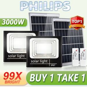 BUY1 TAKE1 Solar Light Outdoor Waterproof IP67 LED 3000W Solar Floodlights Street Lamp With solar panel