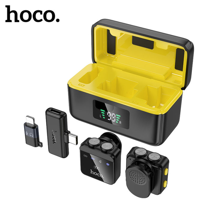 [24 Giờ Tàu] HOco L17 Gốc 100% Dual-Mic Micro dây chuyền không dây kỹ thuật số Microphone (IP/type-C) Với hộp sạc Cho Vlogging phát trực tiếp Plug-Play