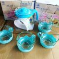 Tea pot set 5 in 1 Poci Ceret Kaca Tempat Minum Teh Sepaket Dengan Gelasnya Set TekoTeapot set 5 pcs Teapot Set Gelas  teko teh tea pot tea pot set / teko tempat air / teapot teko tempat air teh / teko beling / gelas beling / tea pot 5 in 1 / teko. 