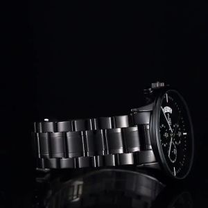 NIBOSI ปุ่มสแน็ปผีเสื้อสายเหล็กแข็งนาฬิกาผู้ชายกันน้ำเคลือบกระจกส่องสว่างสามตา 6 นาฬิกาควอตซ์เข็ม