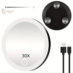 (In stock) 6"led mirror makeup vanity magnifying 5x 10x 20x 30x makeup led daylight mirror three lights home round lighted vanity mirror