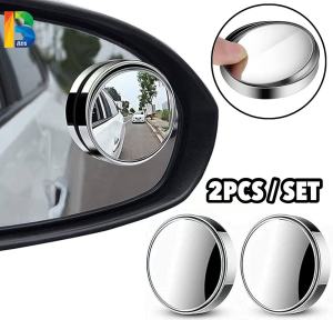 2PCS 360° Rotation Car Blind Spot Side Rear View Mirror Wide Angle Parking Adjustable Chrome Round