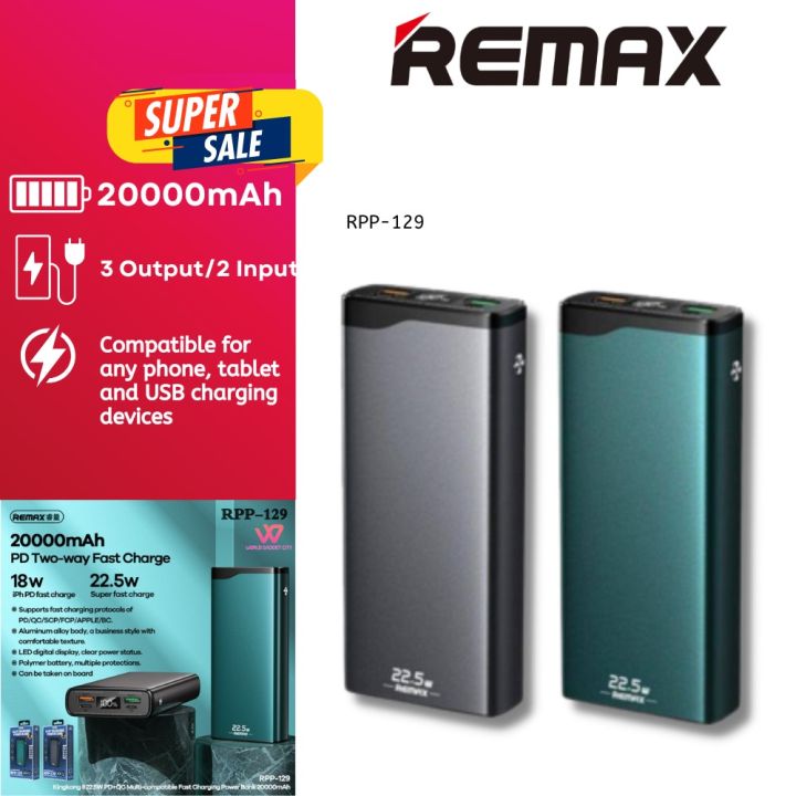 Remax Kingkong II RPP-129 22.5W PD+QC Multi-compatible Power Bank ...
