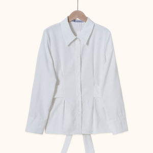 YOUMILIER Elegant Lace - Up Shirt: Back Bow Slim - Waist & Multiple Colors(YMWM051)