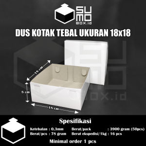 Dus kotak makanan tebal 18x18 / dus makanannasikue bolu /dus kotak putih polos tebal [ECERAN]