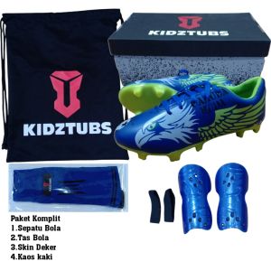 KIDZTUBS Sepatu Bola Anak Paket Komplit Sepatu Bola Tas Skin Deker Kaos Kaki Usia 6-10 Tahun Size 28 29 30 31 32 33 34 35 36 37 KDZ1923122024