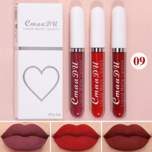 CMAADU 3pcs Matte Lip Gloss Lipstick Set Non-sticky Easy to Apply Fade-resistant Perfect Gift