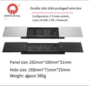 Embedded Desktop Socket Side Sliding Hidden Multi-function Socket With Wireless And USB Charging