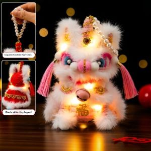 XYAX Ancient Chinese Style Lion Dance Lantern New Year Cartoon Luminous Lantern Atmosphere Handmade Portable Lantern Chinese New Year