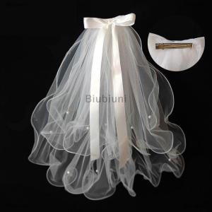 [COD] Biubiuni Cô Dâu Người Phụ Nữ Sáng Vải Tuyn Dài Bachelorette Đảng Wedding Veil Ribbon Cạnh Với Bowknot Cho Đám Cưới Đảng