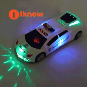 I know Electric Toy Car 360°Rotation Police Car Vehicle with LED Light Music Dancing Deformation Rotating Car Automatic Lifting Door Universal Police Cars Educational Toy Gifts For Kids