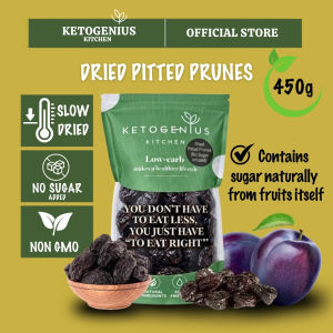 Ketogenius Kitchen Dried Soft Pitted Prunes (100g/200g/450g) - Zero Sugar Added Diabetic friendly Low Carb Diet No Sugar Tanpa Gula