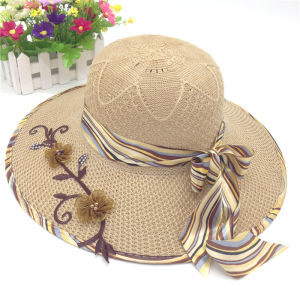 Womens hats with UV protection sun protection large brim printed hats Seaside sun big hat brim