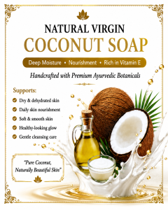 Pure Virgin Coconut Oil Soap 100g | Gentle Moisturising Natural Cleansing Bar for Soft Smooth & Fresh-Looking Skin