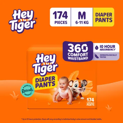 Hey Tiger Pants M Diaper Case - MEDIUM (6-11 kg) - 174 pcs - Diaper Pants