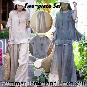 Fashion Cotton Linen Irregular Hem Set for Women High-end Summer Cotton and Linen Suit Two-piece Set