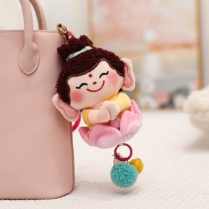 ARTMU Guanyin Wealth God Keychain Moon Lord Yuchi Gong Plush God of Longevity Pendant Bag Charms Maitreya Chinese God Dolls Pendant Backpack Decor