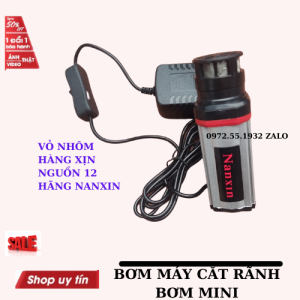 Máy bơm nước 12v vỏ nhôm xịn xò kèm dây nguồn cho máy cắt rãnh tường bể cá...  -bơm mini