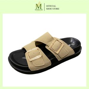 MARCHE Womens PU leather buckle strap flat sandals wedges selesa