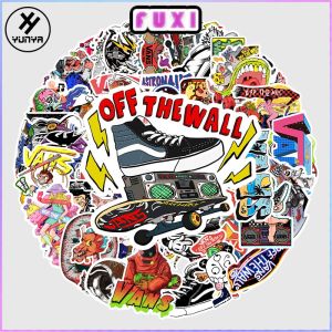 50 Pcs Cartoon Vans Waterproof Sticker Skateboarding Snowboard Retro Vinyl Sticker Graffiti Notebook Sticker