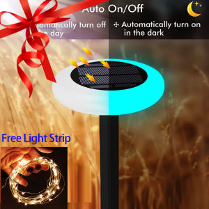 【Free Light Strip】7 Colors Led Light Pool Light Garden Lamp Decor Solar Outdoor Lights Garden Lamps Powered Waterproof Landscape Path for Yard Backyard Lawn Patio Decorative LED Lighting Pathway Light