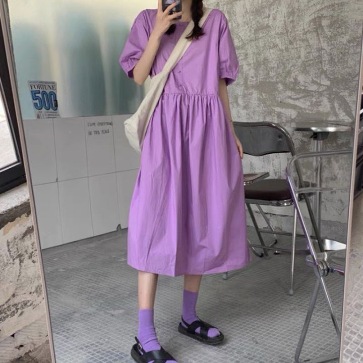 Summer Korean Loose Purple Dress | Lazada PH