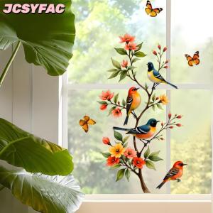 JCSYFAC Cây chi nhánh chim bướm nhãn dán cửa sổ bám bướm decal kính cửa trang trí nhà tủ lạnh Nhãn Dán Tĩnh Điện