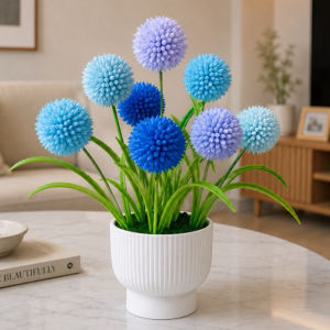 Set tự làm chậu hoa 10 cành cẩm tú cầu xinh xắn bằng kẽm nhung S1131