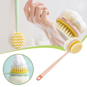 Double-sided Bath Scrubber Bath Brush Long Handle Rub Shower Brush Back Scrubber Soft Bathroom Accessories