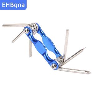[COD] EHBqna SPORTS เครื่องมือซ่อมจักรยานประแจหกเหลี่ยม4มม. 5มม. 6-in-1ประแจพับอเนกประสงค์อุปกรณ์ซ่อมรถจักรยานยนต์